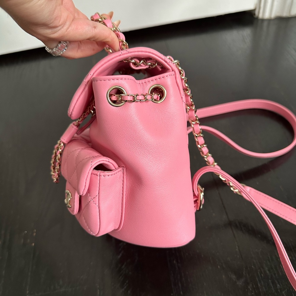 23P CHANEL Duma Backpack Lilac Pink Mini w Pockets Flap Bag Gold HW 2023 - Picture 3 of 7